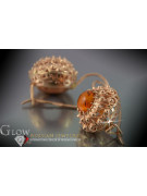 Boucles d’oreilles argentées soviétiques plaquées or rose 925 Amber veab007